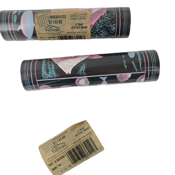 Village fish and shells NIP border print, 2 rolls, pink, turq - Picture 3 of 4